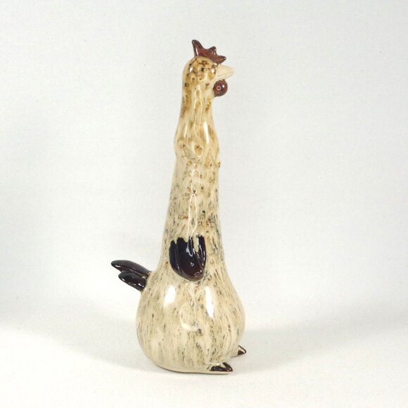 Quirky Art Pottery Chicken Figurine, Ceramic Long Neck Rooster Hen Bird Figurine - Picture 2 of 7